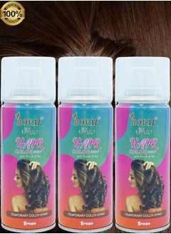 3 Pieces Roval Temporary Hair Color Spray Brown