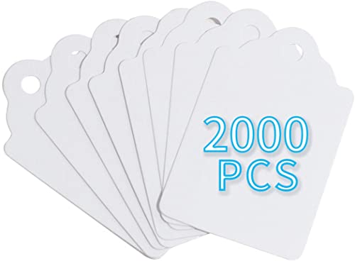 FEMELI 2000 Pcs White Blank Paper Price Tags - 1.75 x 1.1 Inches Unstrung Marking Tags for Clothes, Shoes, Jewelry - Image 1