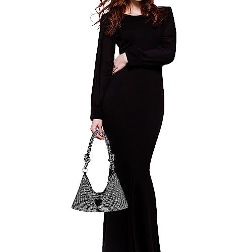 NEWROGENG Rhinestone Purse Sparkly Evening bag Silver Clutch Purses for Women Evening, Cross Body Handbags for Party Prom Club Wedding - Image 3
