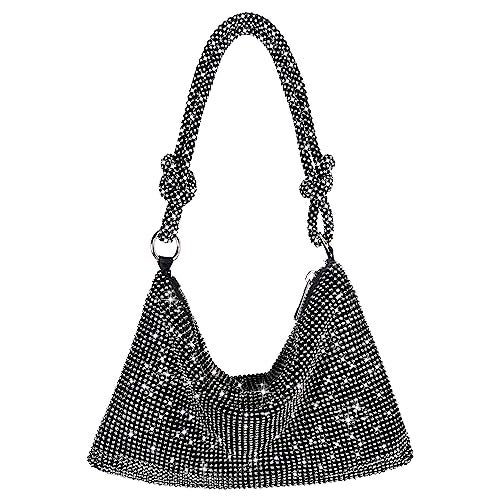 NEWROGENG Rhinestone Purse Sparkly Evening bag Silver Clutch Purses for Women Evening, Cross Body Handbags for Party Prom Club Wedding - Image 1