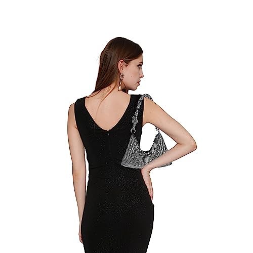 NEWROGENG Rhinestone Purse Sparkly Evening bag Silver Clutch Purses for Women Evening, Cross Body Handbags for Party Prom Club Wedding - Image 5