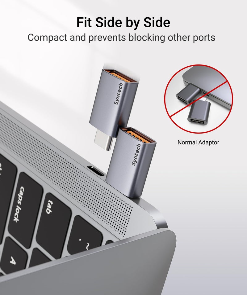 Syntech USB C to USB Adapter (2 Pack), 10Gbps USB3.2 Gen 2 Fit Side by Side, Type C Male to A 3.2 Female Adapter Compatible with iPhone 17e 17 Pro Max/iPad/iMac/MacBook Pro & Thunderbolt 4/3 Devices - Image 3