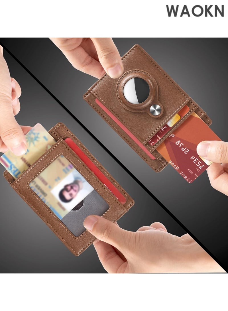 WAOKN The Slim Minimalist Wallet redefines convenience and security with its sleek, low-profile design, perfect for front-pocket carry. Made from premium-grade materials,. Its RFID-blocking technology protects your credit cards and personal data from unauthorized scans, keeping your sensitive information safe from digital theft.(Brown） - Image 2