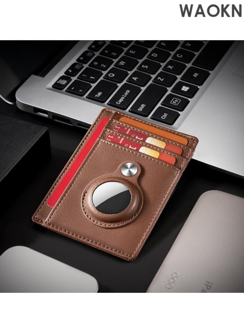 WAOKN The Slim Minimalist Wallet redefines convenience and security with its sleek, low-profile design, perfect for front-pocket carry. Made from premium-grade materials,. Its RFID-blocking technology protects your credit cards and personal data from unauthorized scans, keeping your sensitive information safe from digital theft.(Brown） - Image 4