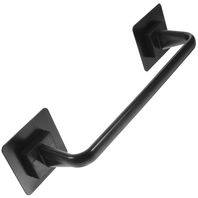 Black Self Adhesive Towel Bar Holder PP Material Wall Mount Shelf No Drilling Easy Installation - Image 2