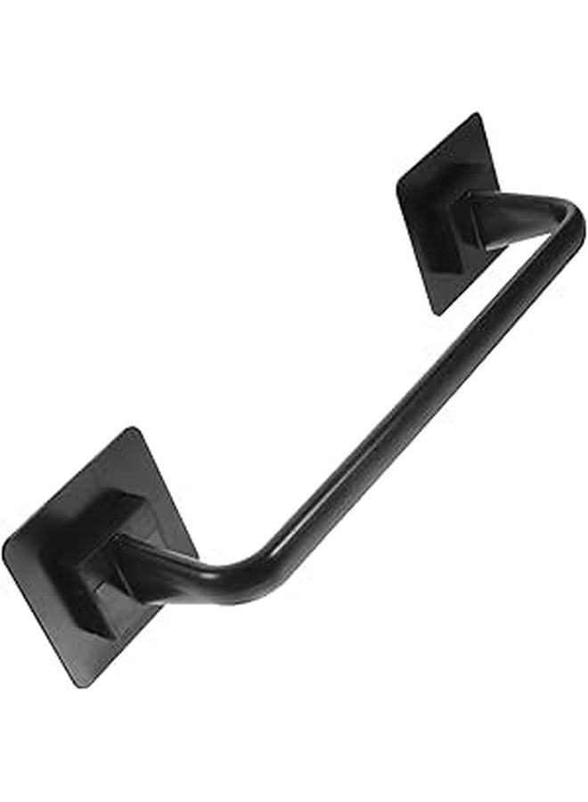 Black Self Adhesive Towel Bar Holder PP Material Wall Mount Shelf No Drilling Easy Installation - Image 1