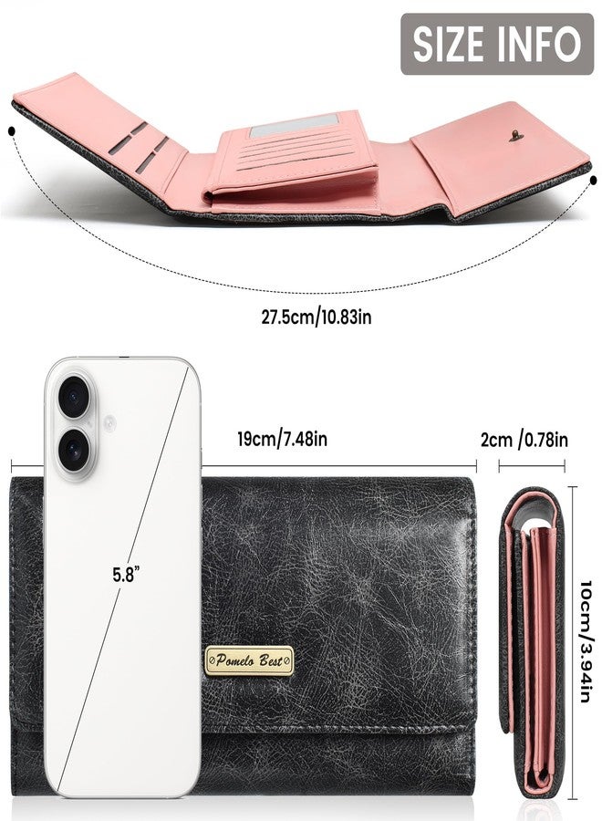 Pomelo Best Wallet Women RFID Blocking Trifold Credit Card Holder Slim Womens Wallet with Zipper Coin Pocket ID Window - Image 3