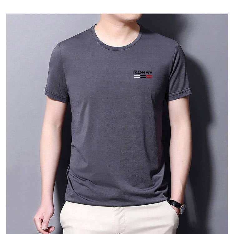 New 2023 Summer Casual Thin Men'S Solid Color Quick-Drying Pullover Short-Sleeved Loose Men'S T-Shirt - Image 1