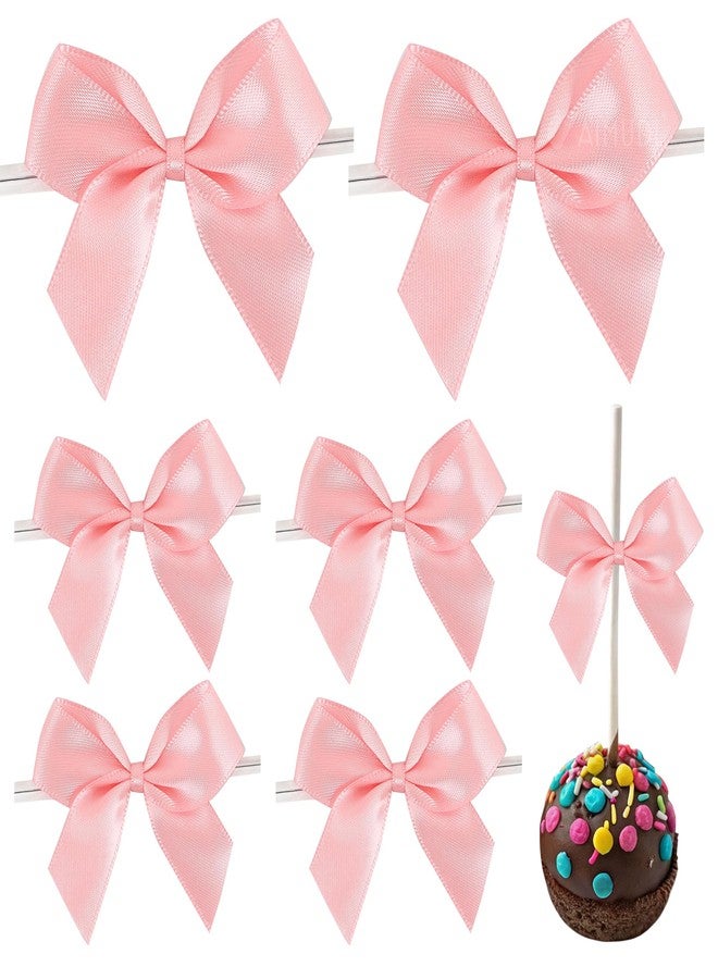 AIMUDI Baby Pink Satin Bows 2" Satin Bow for Gift Wrapping Small Bows with Twist Ties Premade Ribbon Bow for Crafts Cake Pop Treat Bags Wedding Bridal Shower Birthday Party Easter Decoration, 50 PCs - Image 1