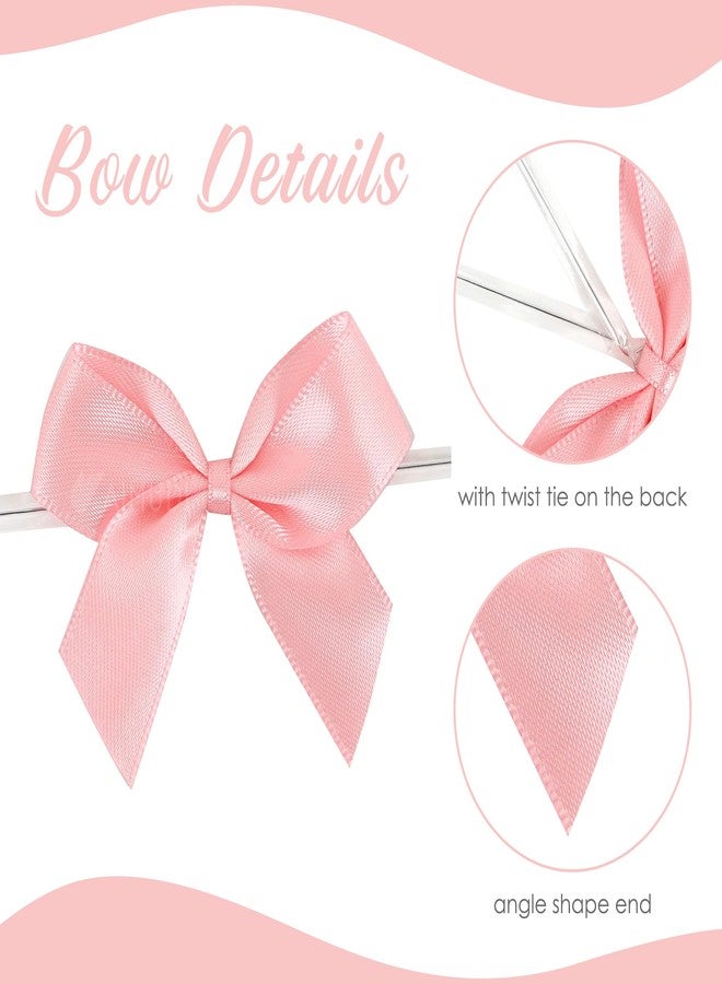 AIMUDI Baby Pink Satin Bows 2" Satin Bow for Gift Wrapping Small Bows with Twist Ties Premade Ribbon Bow for Crafts Cake Pop Treat Bags Wedding Bridal Shower Birthday Party Easter Decoration, 50 PCs - Image 4