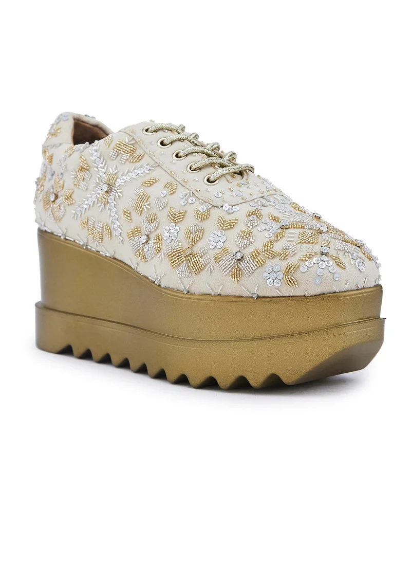 Anaar Anaar Kaleera Drop WEDGE SNEAKERS, Womens Festive, Special Occasion and Partywear Premium Shoes