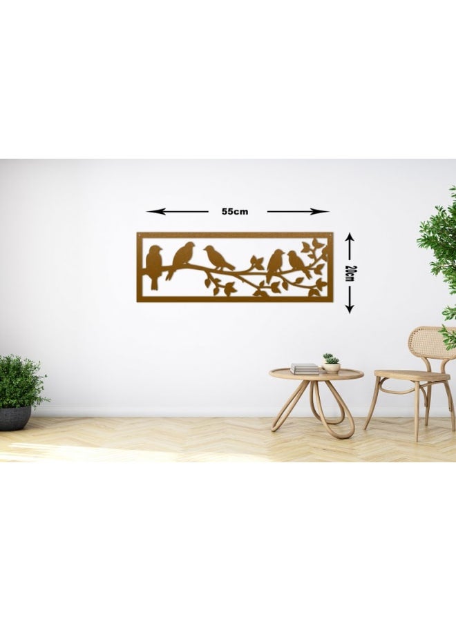 هوم جاليري طيور على جدار فرعي، لوحة فنية جدارية خشبية - Image 1