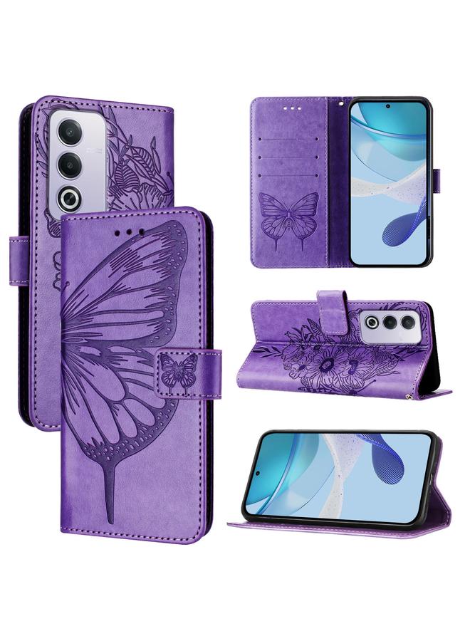 اس-توب جراب هاتف OPPO A3 Pro 5G Global من الجلد المنقوش على شكل فراشة - Image 1