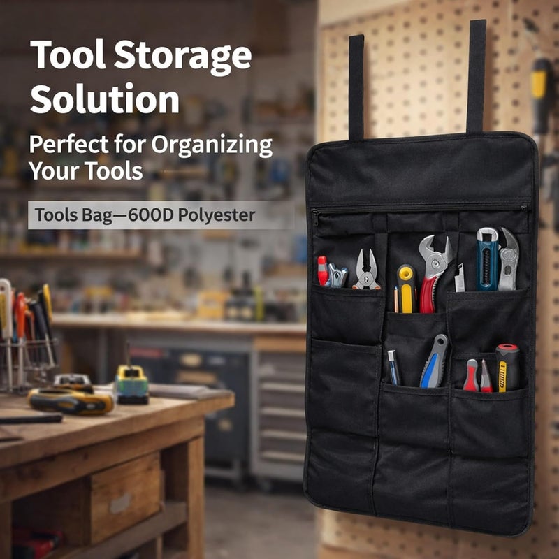 Portable Tool Bag Organizer, Multifunction Electricians Toolkit Pouch, 13.8x5.9 Inch Red - Durable 600D Polyester, Multiple Pockets, Compact Storage for Car and Garage (Red) - Image 2