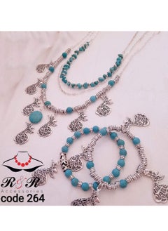 Women's multi-layered set of nickel silver and natural turquoise, including a necklace and 2 bracelets - pzsku/Z2AE74C304AB057DB78EBZ/45/_/1724725650/ec65c101-10f6-48d6-bbdf-a0c5e4daa376