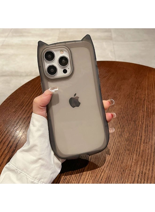 NIBEMINENT Cat Ears Protective TPU Case Cover For iPhone 14, Black - Image 1