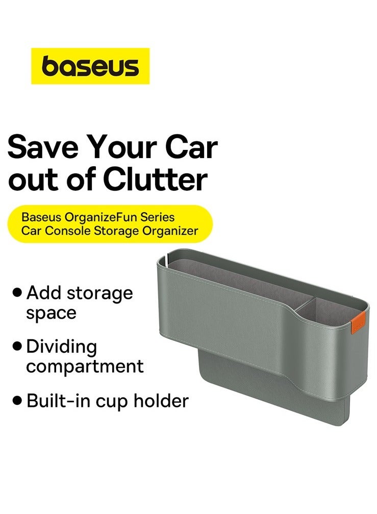 Baseus Car Seat Gap Organizer with Cup Holder | Front Seat Console Storage Box for Cell Phones, Keys, Coins, Cards, Wallets, Sunglasses & Drink Bottles | Perfect for Driver & Passenger Side | Essential Car Accessory for a Tidy Interior | Universal Fit for All Vehicles Durable | Stylish & Functional Car Organizer (Frosted Grey) - Image 3