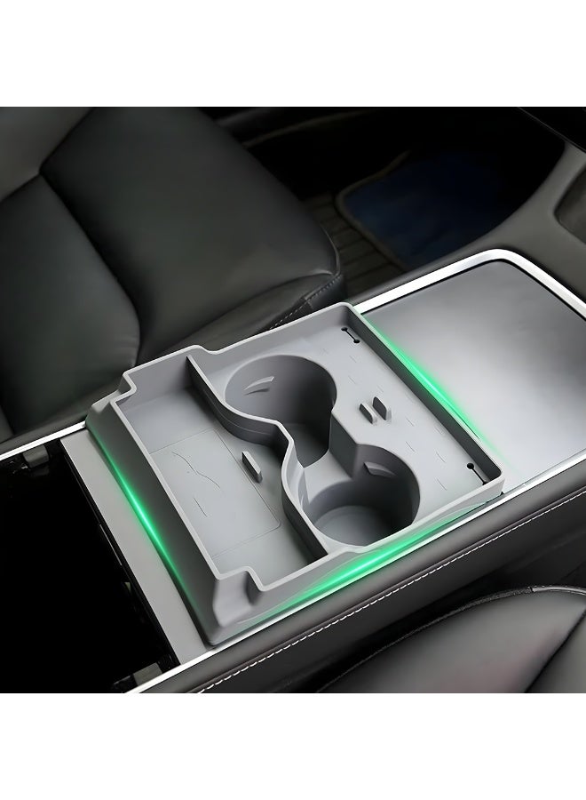 HPS Central Console Silicone Cup Holder for Tesla Model Y – Dual-Tone Gray & Black | Anti-Slip, Spill-Resistant Design - Image 5