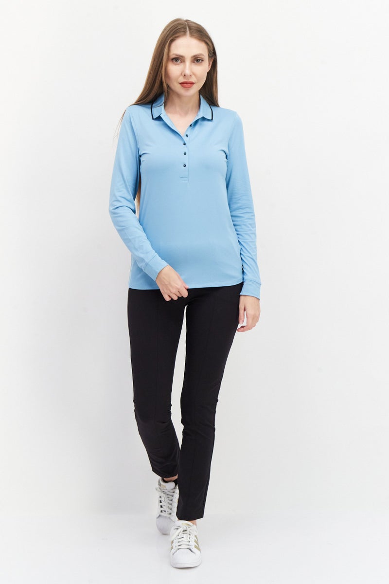 PUMA Women Sportswear Fit Training Polo Shirt, Sky Blue  - Image 2