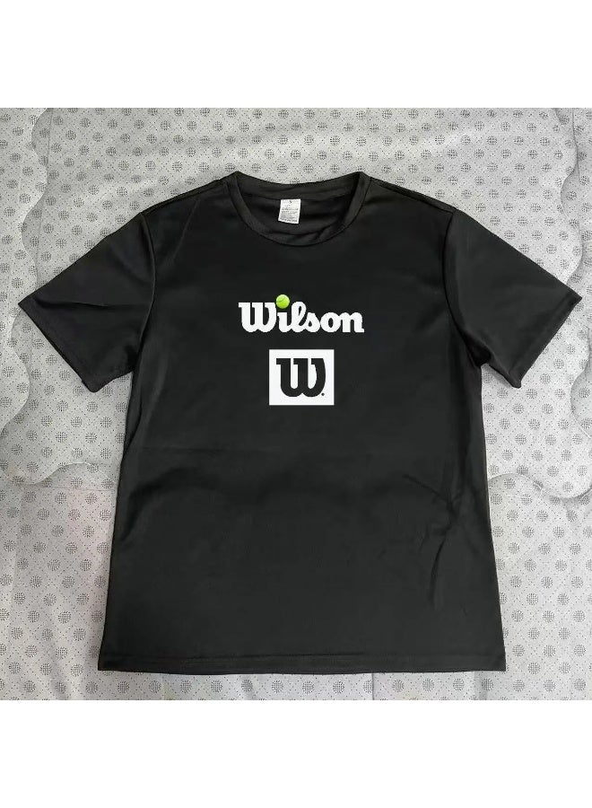 ويلسون قميص تدريب تنس ويلسون بأكمام قصيرة (أسود) - Image 2