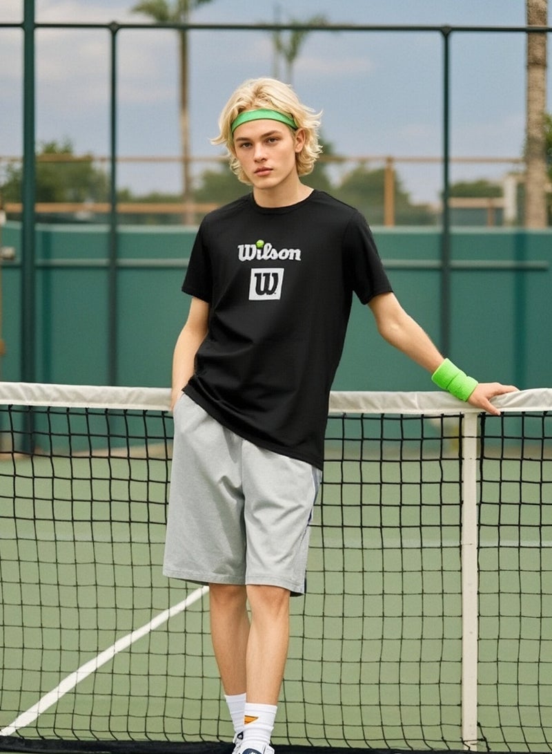 ويلسون قميص تدريب تنس ويلسون بأكمام قصيرة (أسود) - Image 1
