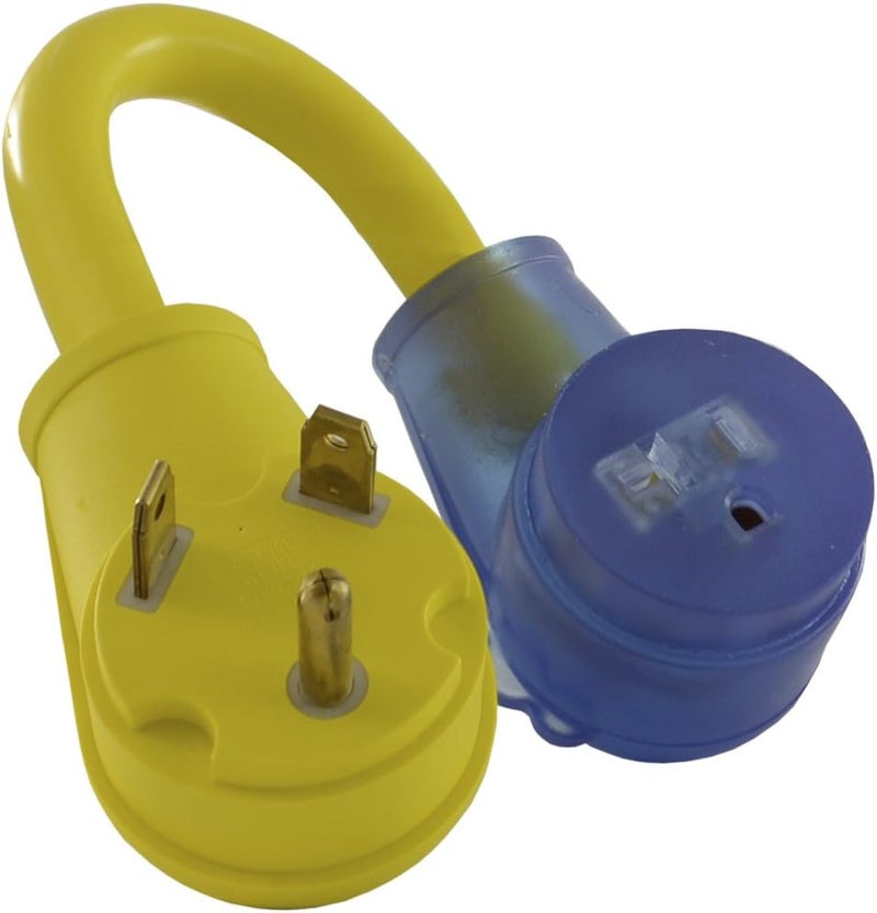 Conntek 14340 30Amp RV to 15/20Amp Pigtail Adapter,Yellow & Blue - Image 1