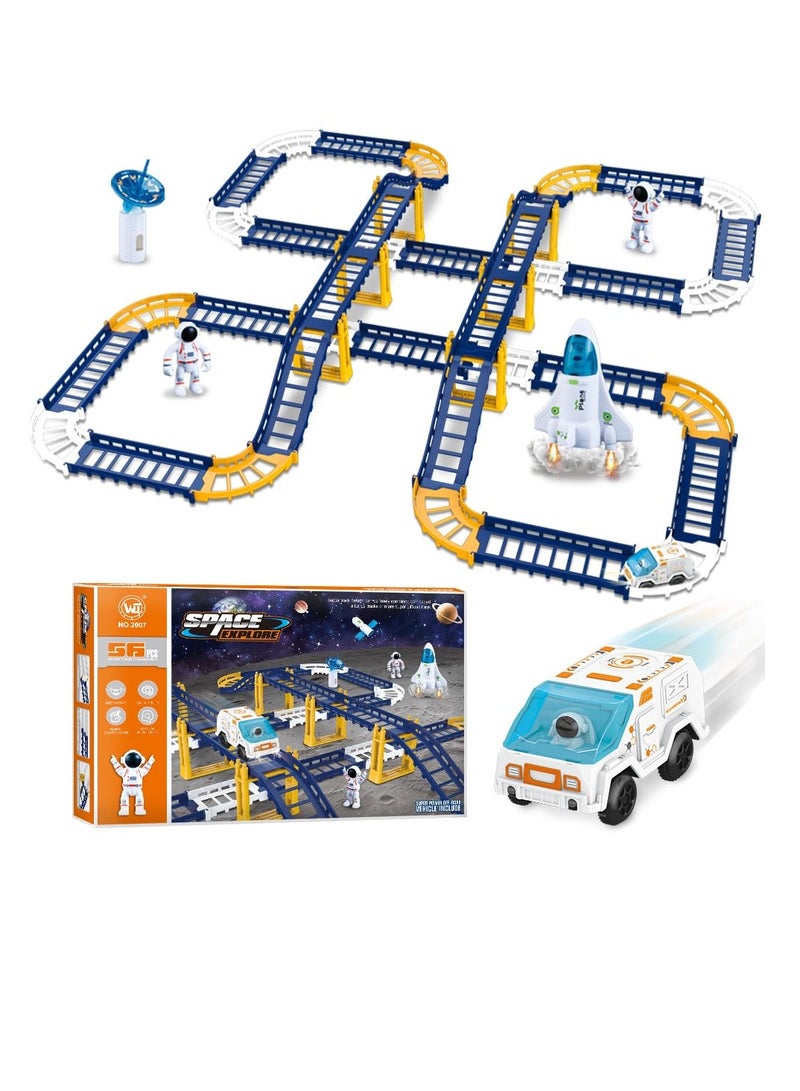 SYOSI Electric Train Set for Kids Space Variety Rail Car Railway Learning Educational Toys Creative Puzzle Toys Train Sets for Kids Boys Girls Age 3 Years Up Electric Track Car Set Blue Space - Image 1