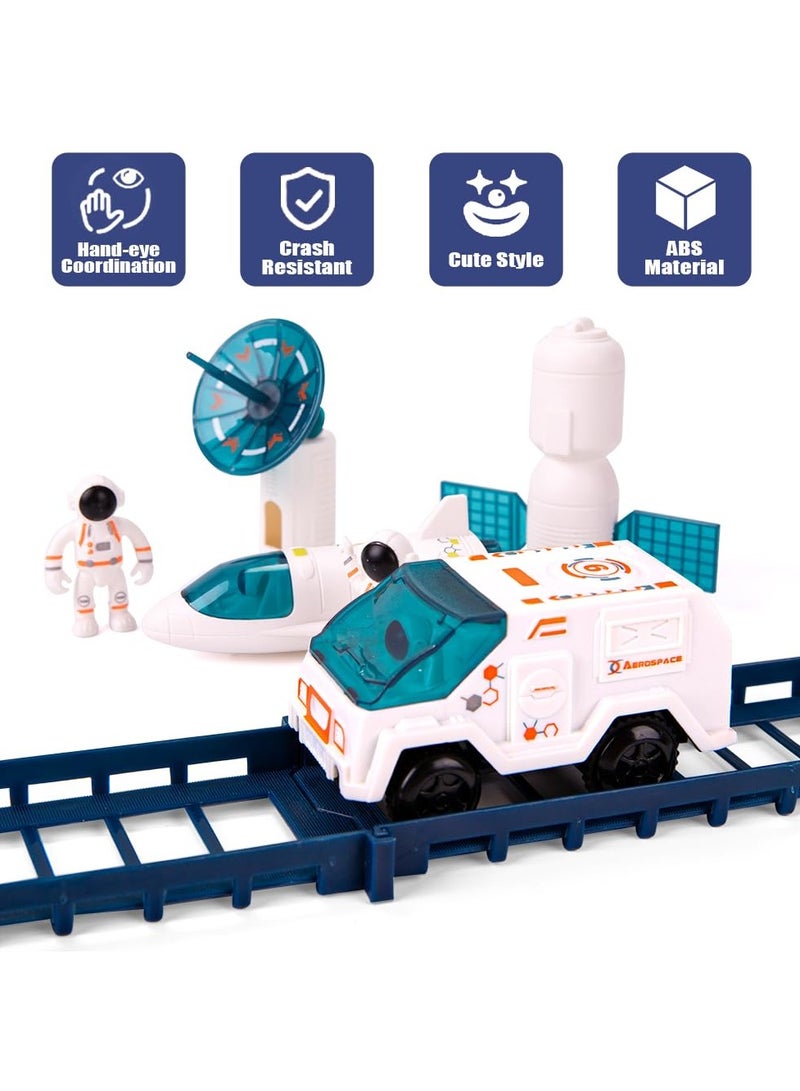 SYOSI Electric Train Set for Kids Space Variety Rail Car Railway Learning Educational Toys Creative Puzzle Toys Train Sets for Kids Boys Girls Age 3 Years Up Electric Track Car Set Blue Space - Image 3