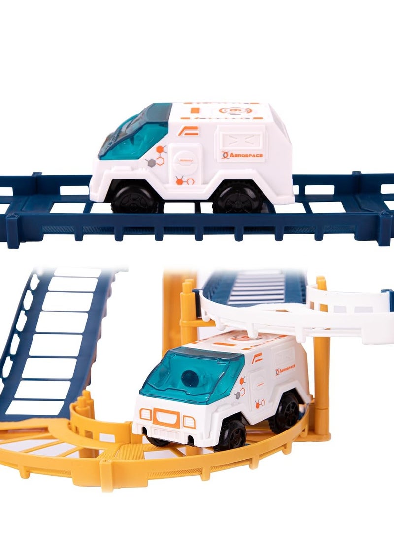 SYOSI Electric Train Set for Kids Space Variety Rail Car Railway Learning Educational Toys Creative Puzzle Toys Train Sets for Kids Boys Girls Age 3 Years Up Electric Track Car Set Blue Space - Image 5