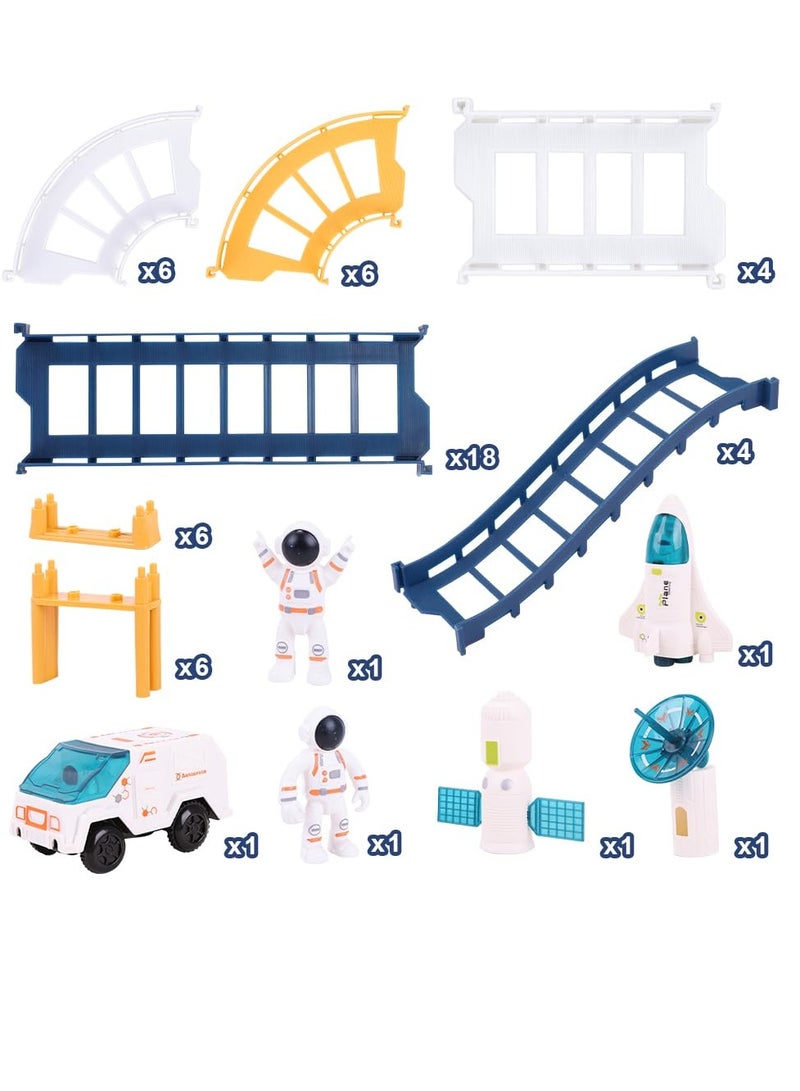 SYOSI Electric Train Set for Kids Space Variety Rail Car Railway Learning Educational Toys Creative Puzzle Toys Train Sets for Kids Boys Girls Age 3 Years Up Electric Track Car Set Blue Space - Image 2