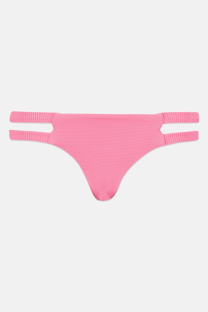 Billabong Women High Leg Ribbed Bikini Bottom, Pink - Image 1