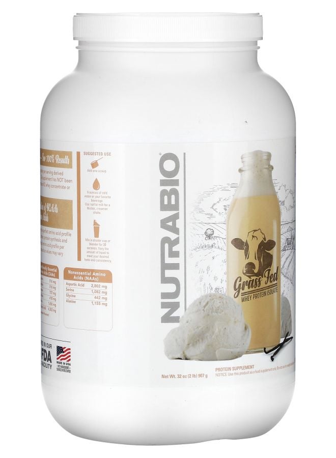 NutraBio Grass Fed Whey Protein Isolate Vanilla Bean Ice Cream 2 lb (907 g) - Image 2