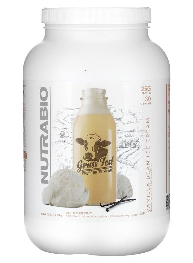 NutraBio Grass Fed Whey Protein Isolate Vanilla Bean Ice Cream 2 lb (907 g) - Image 1