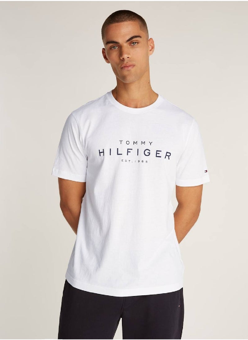 TOMMY HILFIGER Men's Big Hilfiger T-shirt - Cotton, White  - Image 1