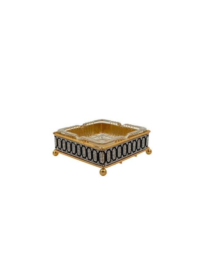 B&D Luxury Square Ashtray with Gold Metallic Frame – Decorative Table Ash Holder for Home and Office - Image 2