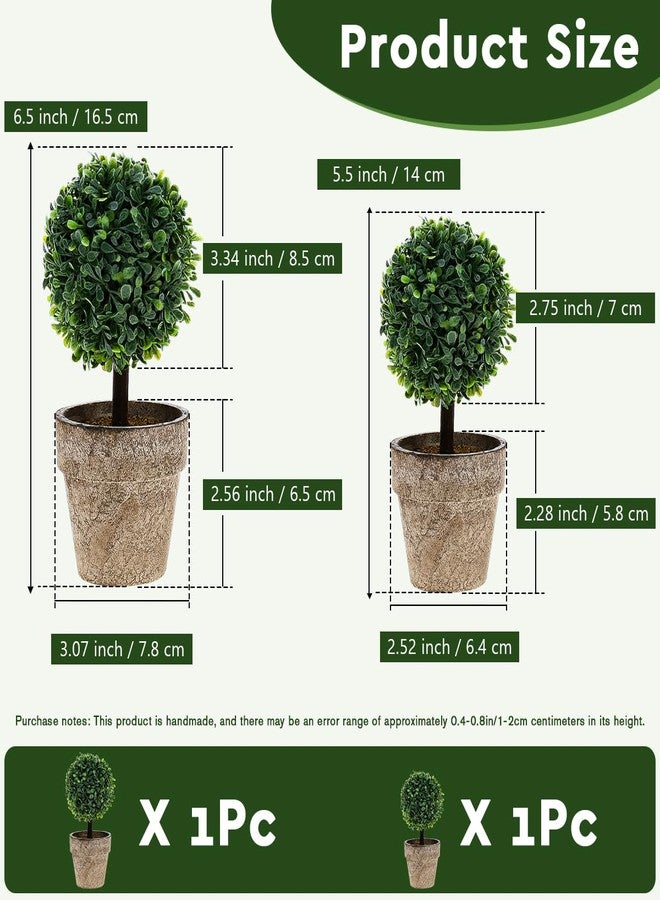 Woration Artificial Green Grass Ball Potted Fake Shrubs Big & Small Ball Plant Decoration Faux Small Boxwood Topiary Home Office Desk Table Room, 2 Pack - Image 2