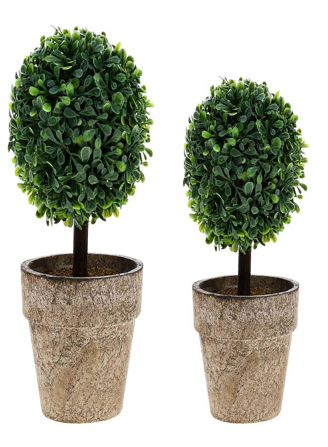 Woration Artificial Green Grass Ball Potted Fake Shrubs Big & Small Ball Plant Decoration Faux Small Boxwood Topiary Home Office Desk Table Room, 2 Pack - Image 1