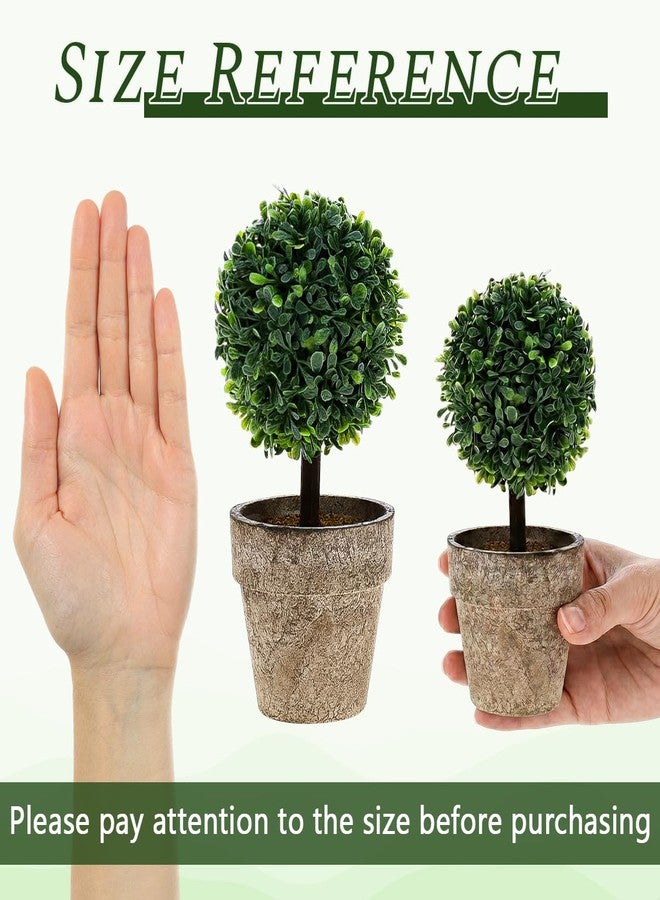 Woration Artificial Green Grass Ball Potted Fake Shrubs Big & Small Ball Plant Decoration Faux Small Boxwood Topiary Home Office Desk Table Room, 2 Pack - Image 3