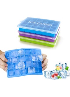 BLOOMING TIME Ice Cube Trays 3 Pack, Silicone Ice Tray with Removable Lid  - Image 1