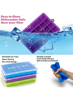 BLOOMING TIME Ice Cube Trays 3 Pack, Silicone Ice Tray with Removable Lid  - Image 4
