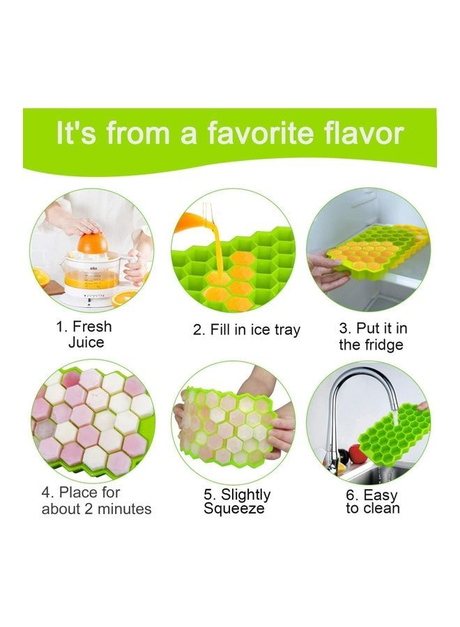 NIBEMINENT 2-Piece Silicone Ice Cube Tray Set With Plastic Lids Green One Size - Image 5