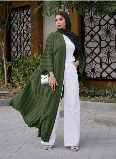 Fashion Style Dark Green Abaya Knit Jacket, Shineshe