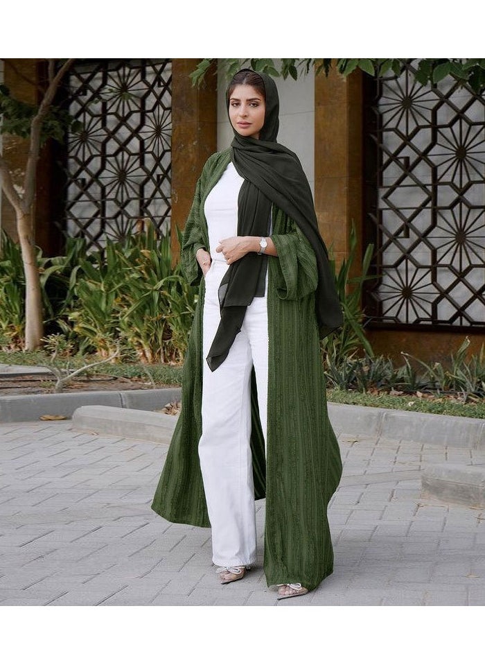 Fashion Style Dark Green Abaya Knit Jacket, Shineshe