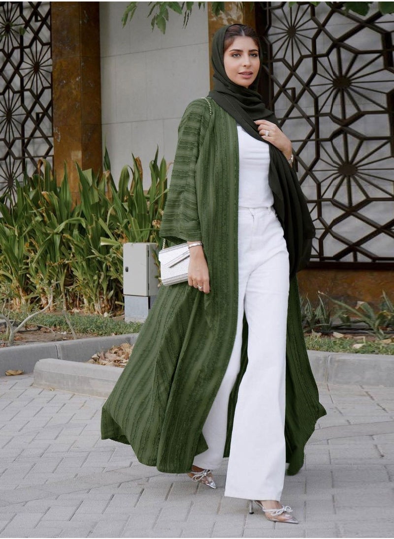 Fashion Style Dark Green Abaya Knit Jacket, Shineshe