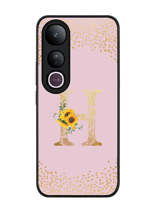 Stylizedd For vivo V50 Lite Case,Slim fit Camera Protection, Shockproof Thin Phone cover  - Custom Floral Monogram - H  (Pink )