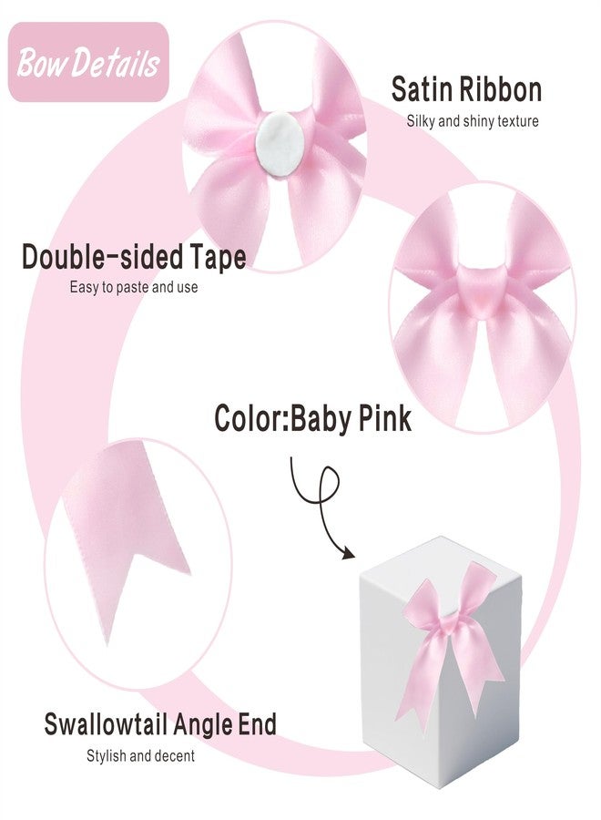 TIMESEEK 60Pcs Baby Pink Gift Wrap Bows, 3.3" Satin Ribbon Bows for Gift Wrapping, Large Size Bows for Treat Bags, Baby Shower Birthday Wedding Xmas Party Decors, Valentines, Gift Bags, DIY Crafts - Image 3