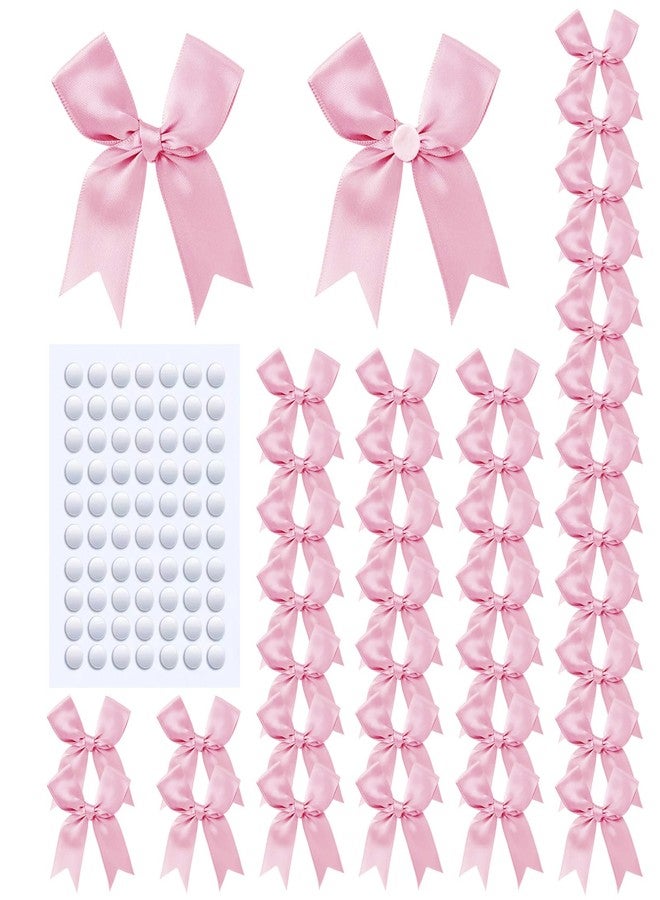 TIMESEEK 60Pcs Baby Pink Gift Wrap Bows, 3.3" Satin Ribbon Bows for Gift Wrapping, Large Size Bows for Treat Bags, Baby Shower Birthday Wedding Xmas Party Decors, Valentines, Gift Bags, DIY Crafts - Image 1