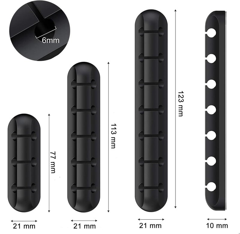 INOVERA (LABEL) 3 Pieces Cable Management Clips - Wire Cord Organizer Clip with 3M Adhesive Foam for USB Charging Cables, PC, Office, Home (Black) - Image 2