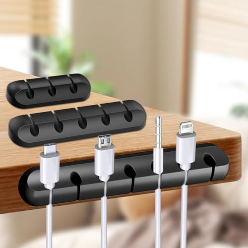 INOVERA (LABEL) 3 Pieces Cable Management Clips - Wire Cord Organizer Clip with 3M Adhesive Foam for USB Charging Cables, PC, Office, Home (Black) - Image 1