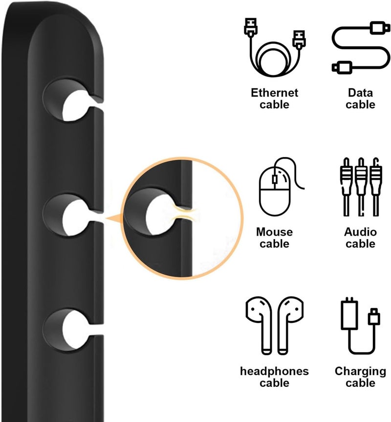 INOVERA (LABEL) 3 Pieces Cable Management Clips - Wire Cord Organizer Clip with 3M Adhesive Foam for USB Charging Cables, PC, Office, Home (Black) - Image 5